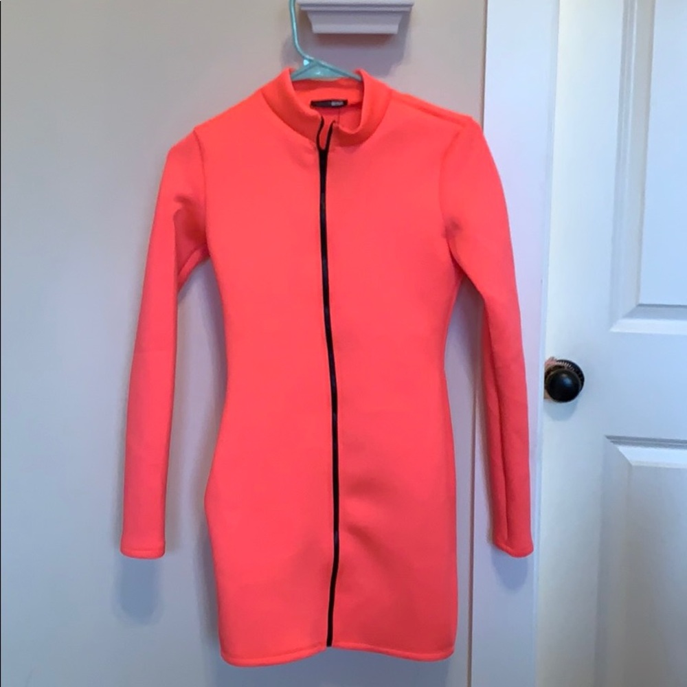 “Not Going Under Zipper Front Mini Dress”